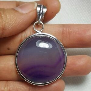 Chalcedony gemstone 925 Silver Pendant Necklace